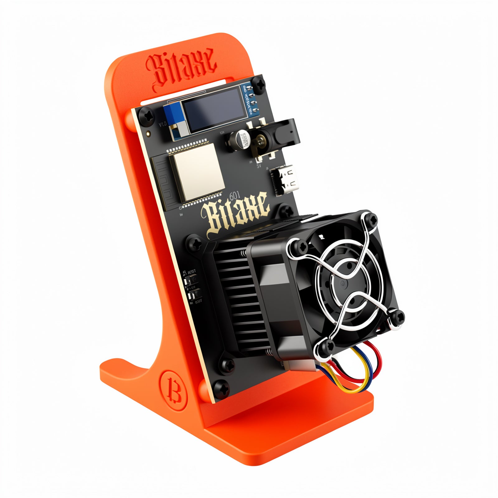 Bitaxe Gamma Lottery Miner | Up to 1.2TH/s |3D-Printed Enclosure | Orange(Power Supply Included)