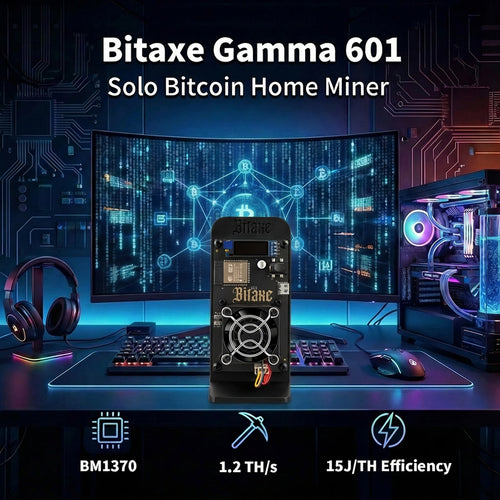 Bitaxe Gamma Lottery Miner | Up to 1.2TH/s |3D-Printed Enclosure | black (Power Supply Included)