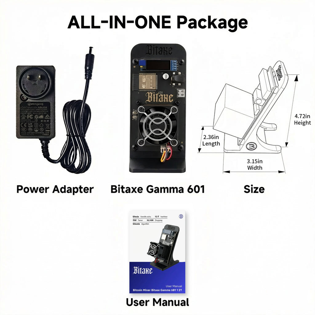 Bitaxe Gamma Lottery Miner | Up to 1.2TH/s |3D-Printed Enclosure | black (Power Supply Included)