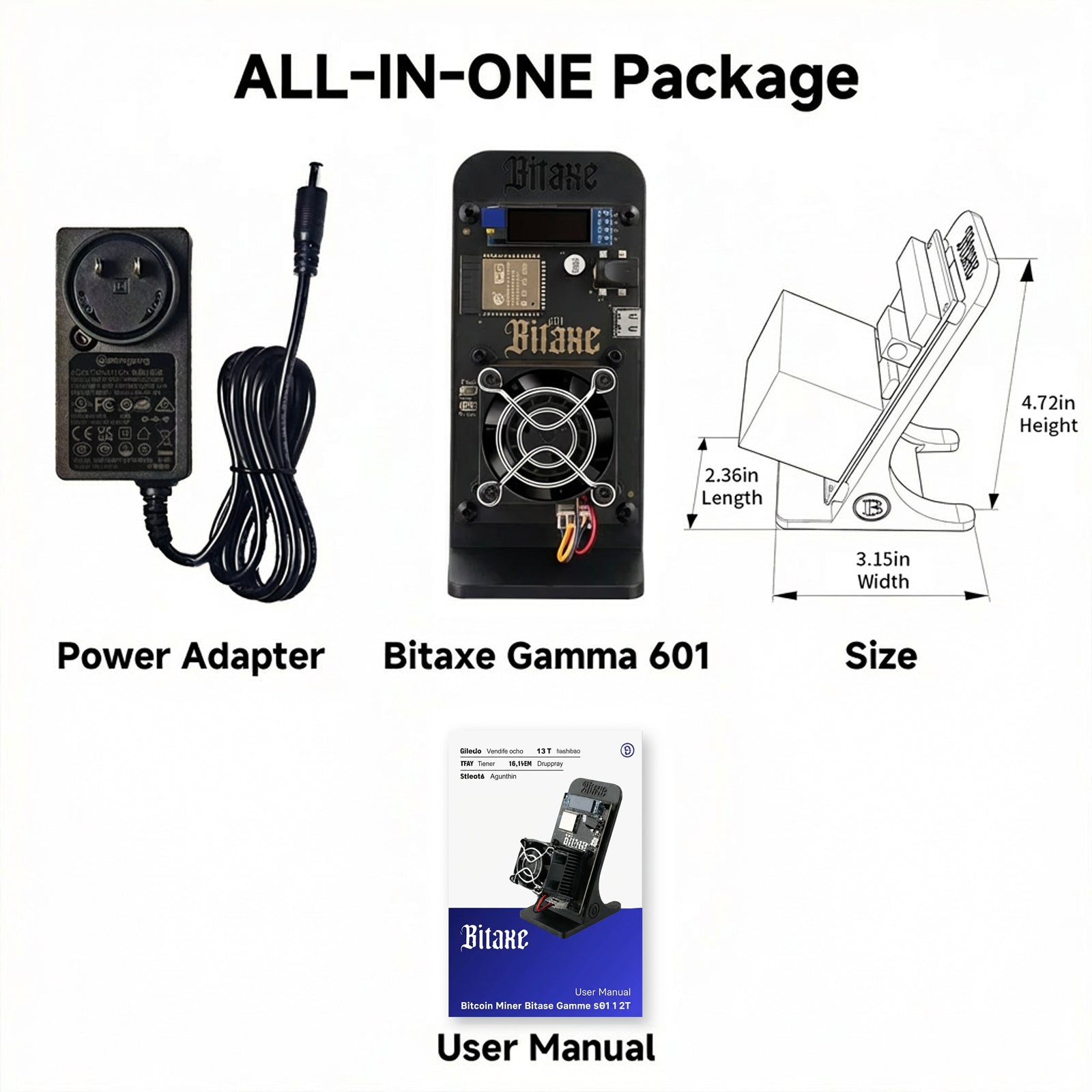 Bitaxe Gamma Lottery Miner | Up to 1.2TH/s |3D-Printed Enclosure | black (Power Supply Included)