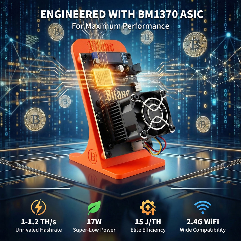 Bitaxe Gamma Lottery Miner | Up to 1.2TH/s |3D-Printed Enclosure | Orange(Power Supply Included)