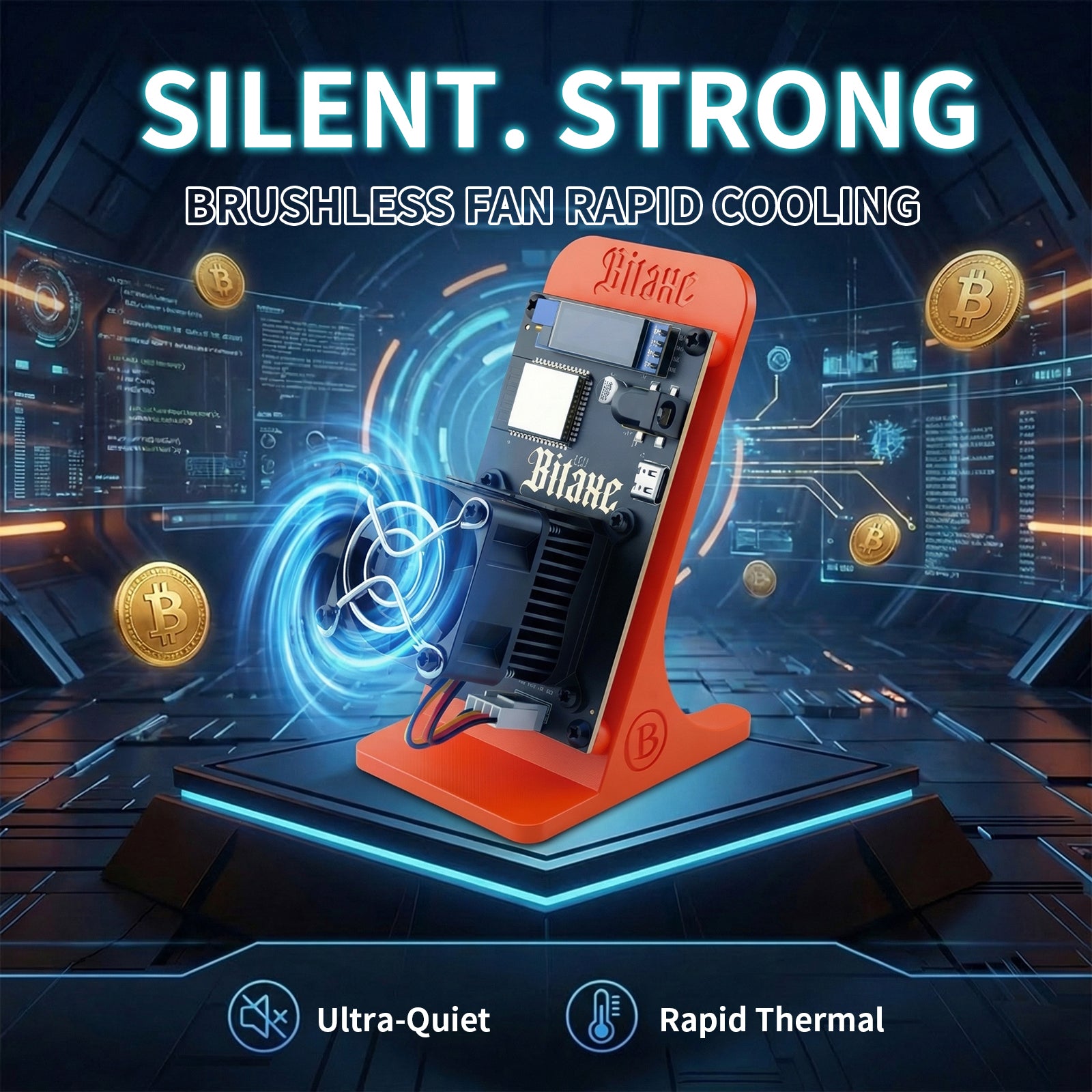 Bitaxe Gamma Lottery Miner | Up to 1.2TH/s |3D-Printed Enclosure | Orange(Power Supply Included)