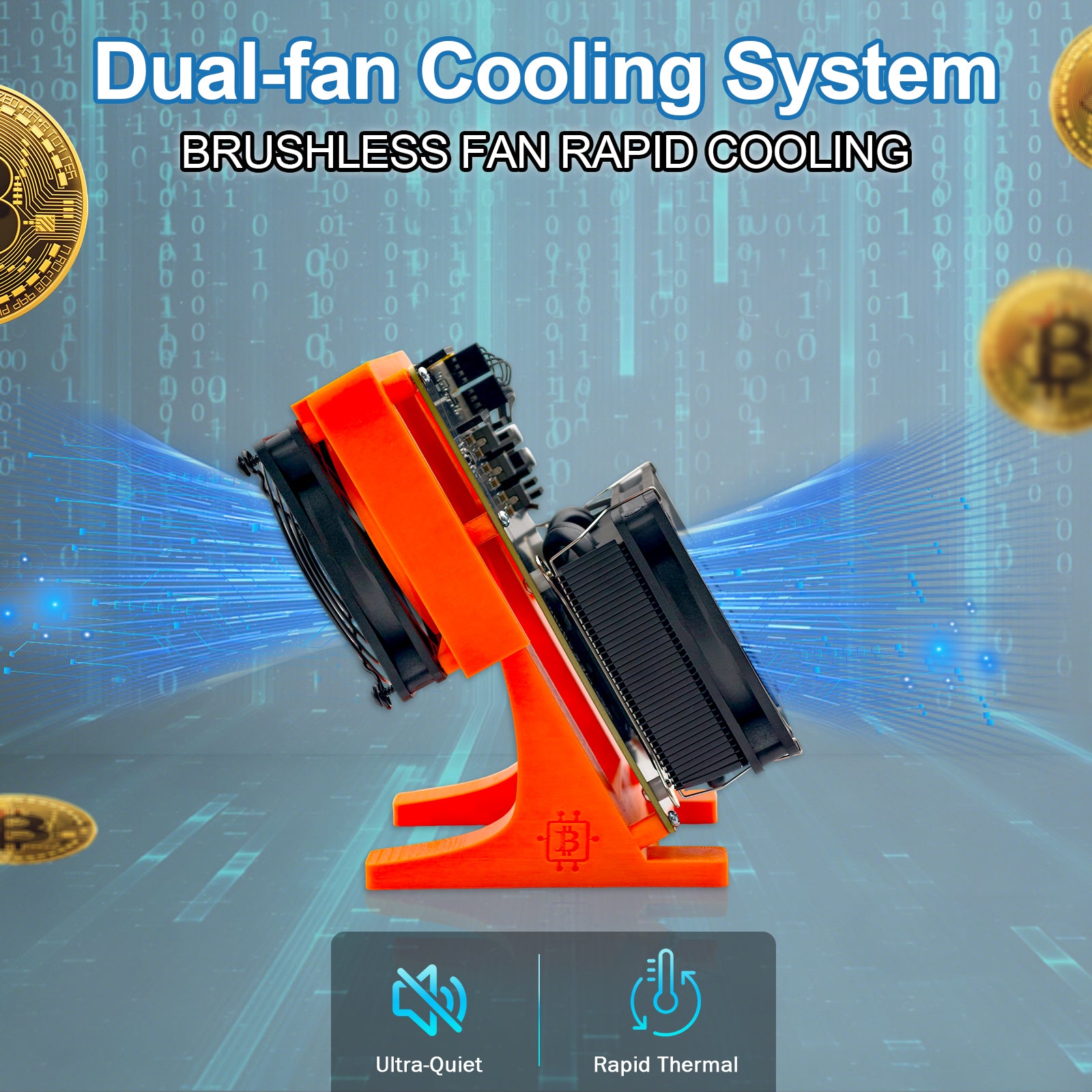 NerdQaxe++ Rev 6TH/s BTC Miner - 100W Dual-Fan BM1370 ASIC Machine