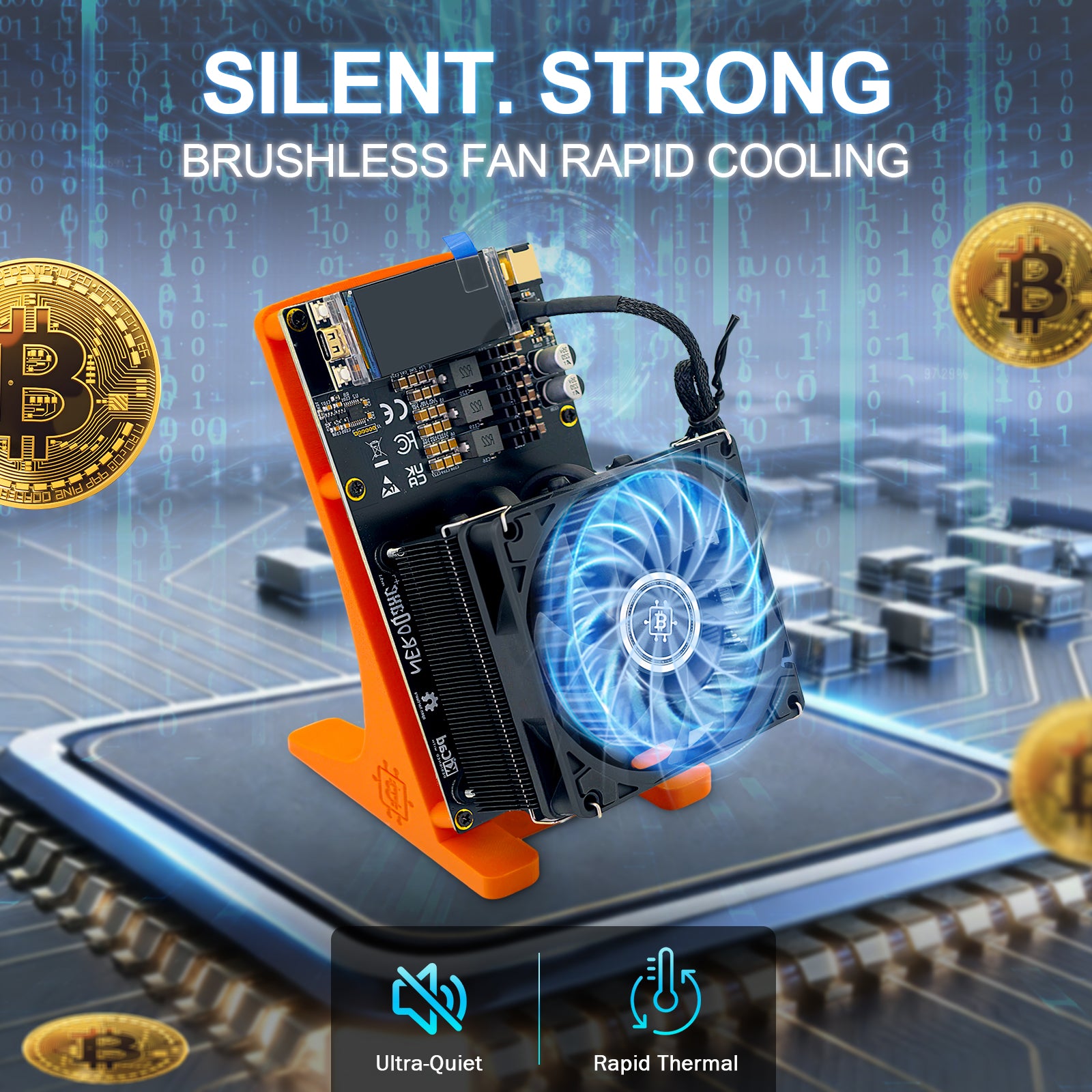 NerdQaxe++ 4.8TH/s Solo Bitcoin Miner | Air-Cooled |Orange(Power & Stand Included)
