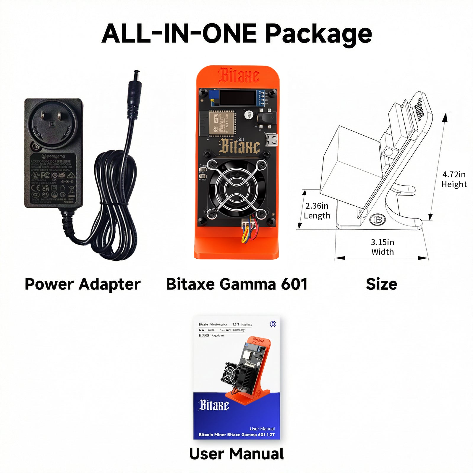 Bitaxe Gamma Lottery Miner | Up to 1.2TH/s |3D-Printed Enclosure | Orange(Power Supply Included)