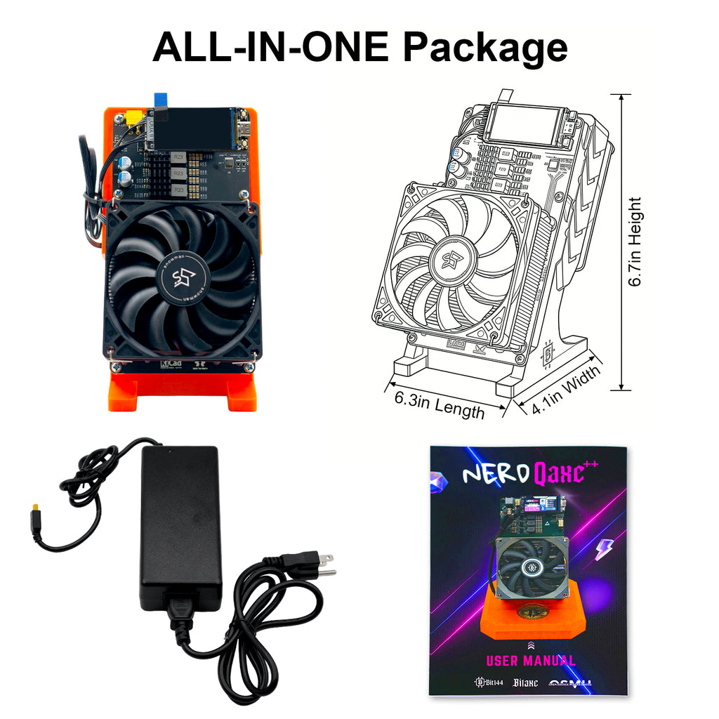 NerdQaxe++ Rev 6TH/s BTC Miner - 100W Dual-Fan BM1370 ASIC Machine
