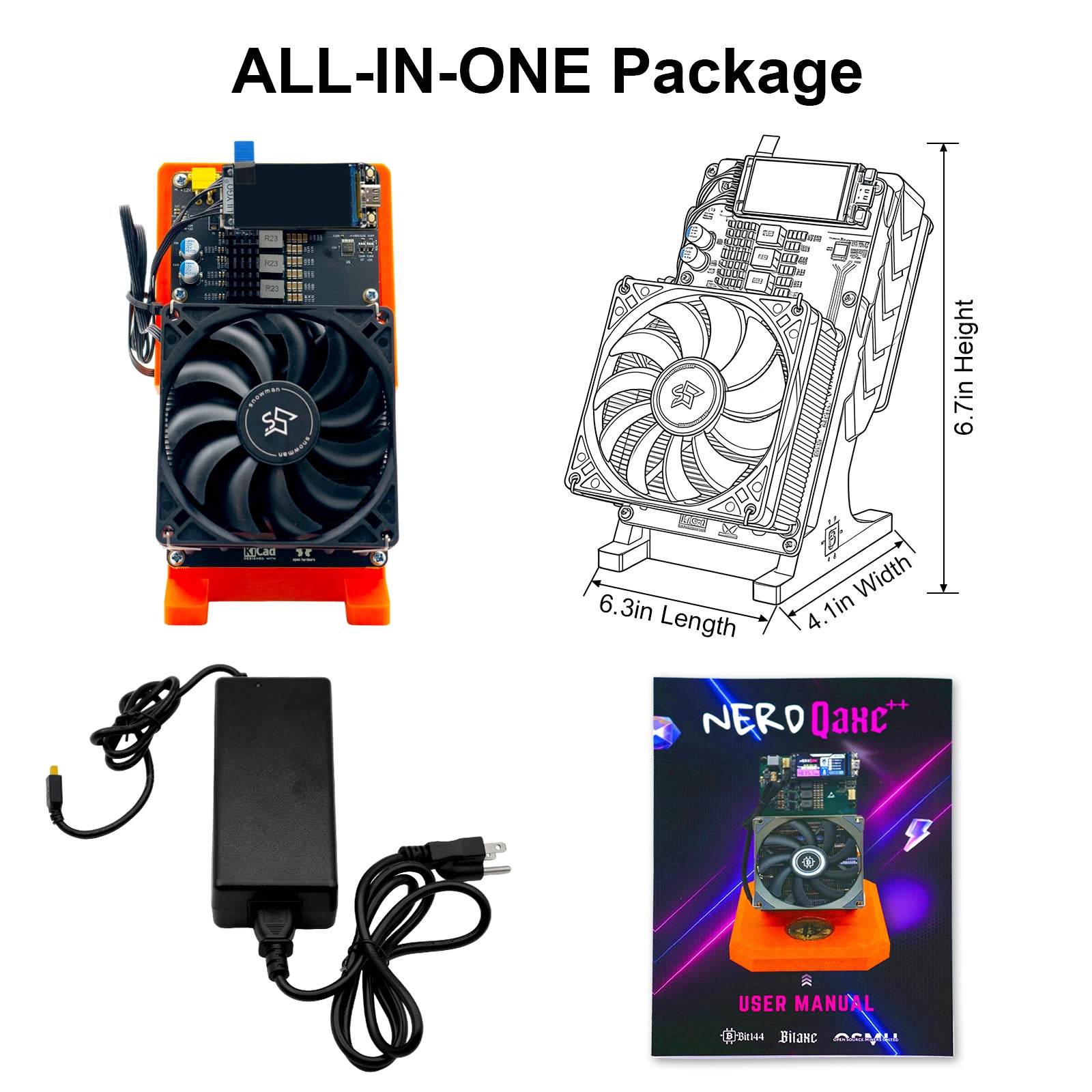 NerdQaxe++ Rev 6TH/s BTC Miner - 100W Dual-Fan BM1370 ASIC Machine