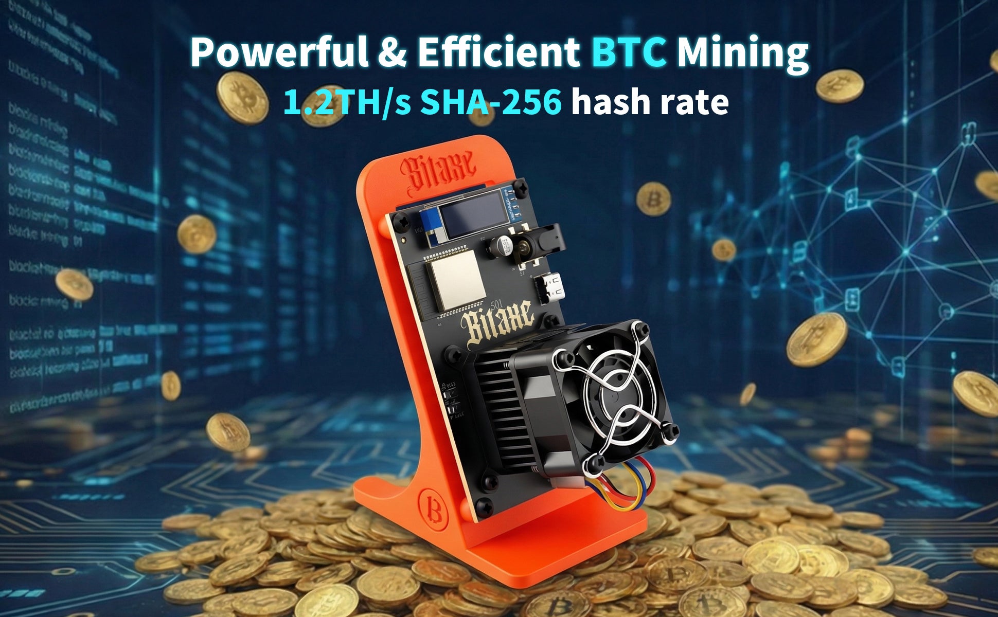 Bitaxe Gamma Lottery Miner | Up to 1.2TH/s |3D-Printed Enclosure | Orange(Power Supply Included)