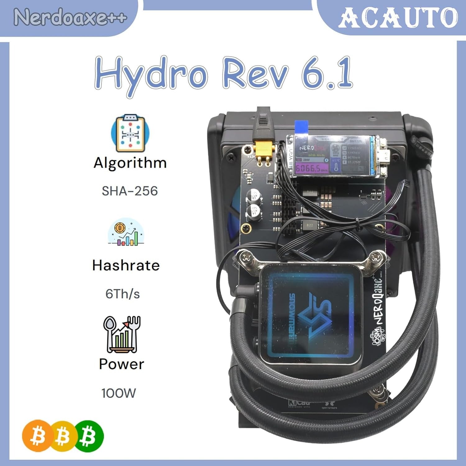 NerdQaxe++ Hydro 6TH/s Bitcoin Miner - Low Power Open Source Node
